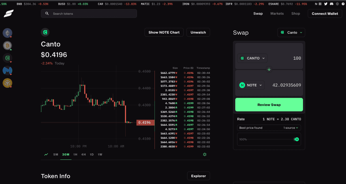 Canto Decentralized Exchange (DEX)