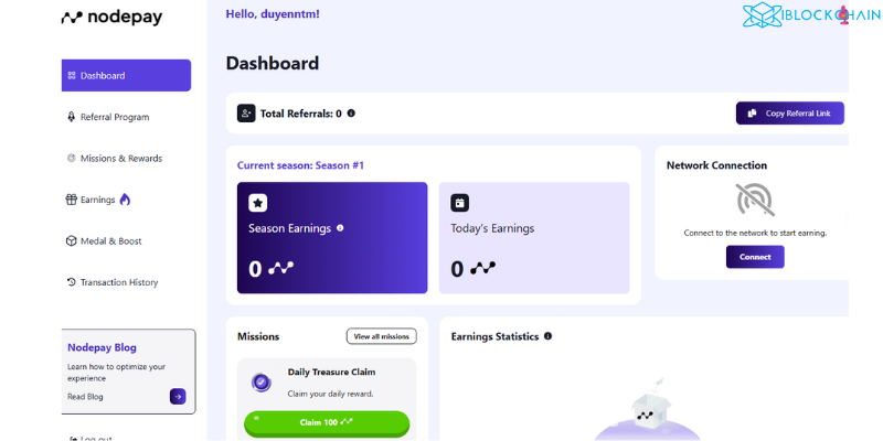 Đăng nhập vào Nodepay Dashboard