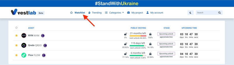 Hướng dẫn cách theo dõi lịch Vesting trên VestLab