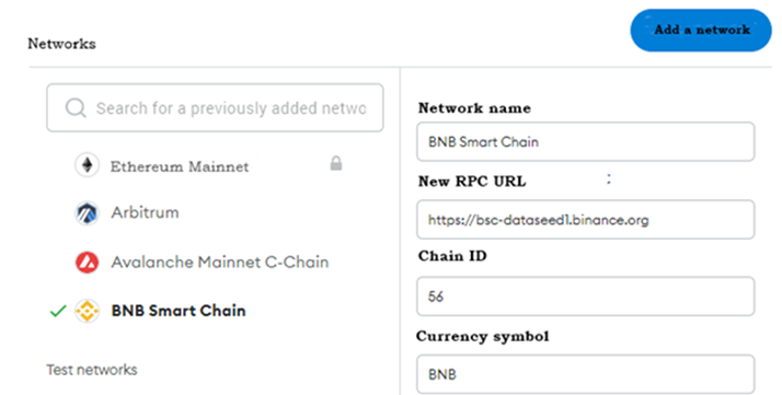 mua bnb trên metamask