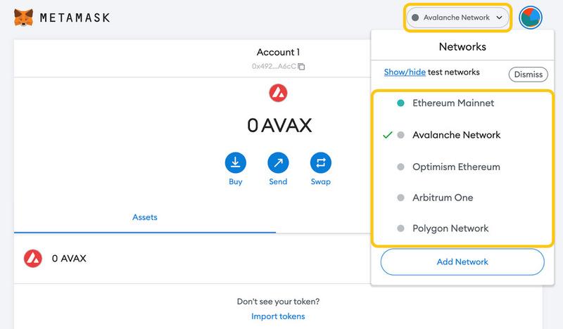 thêm mạng avalanche vào metamask