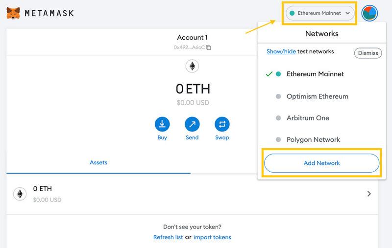 thêm mạng avalanche vào metamask